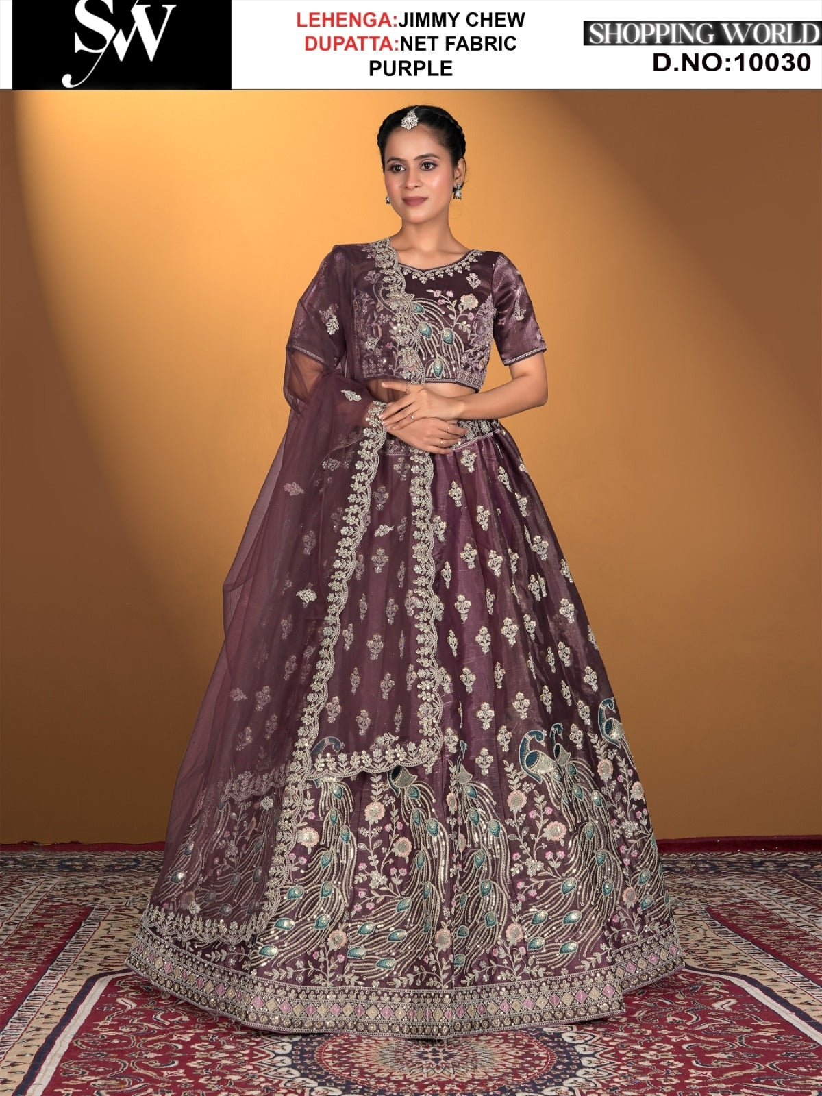 Purple jimmy chew fabric lehenga
