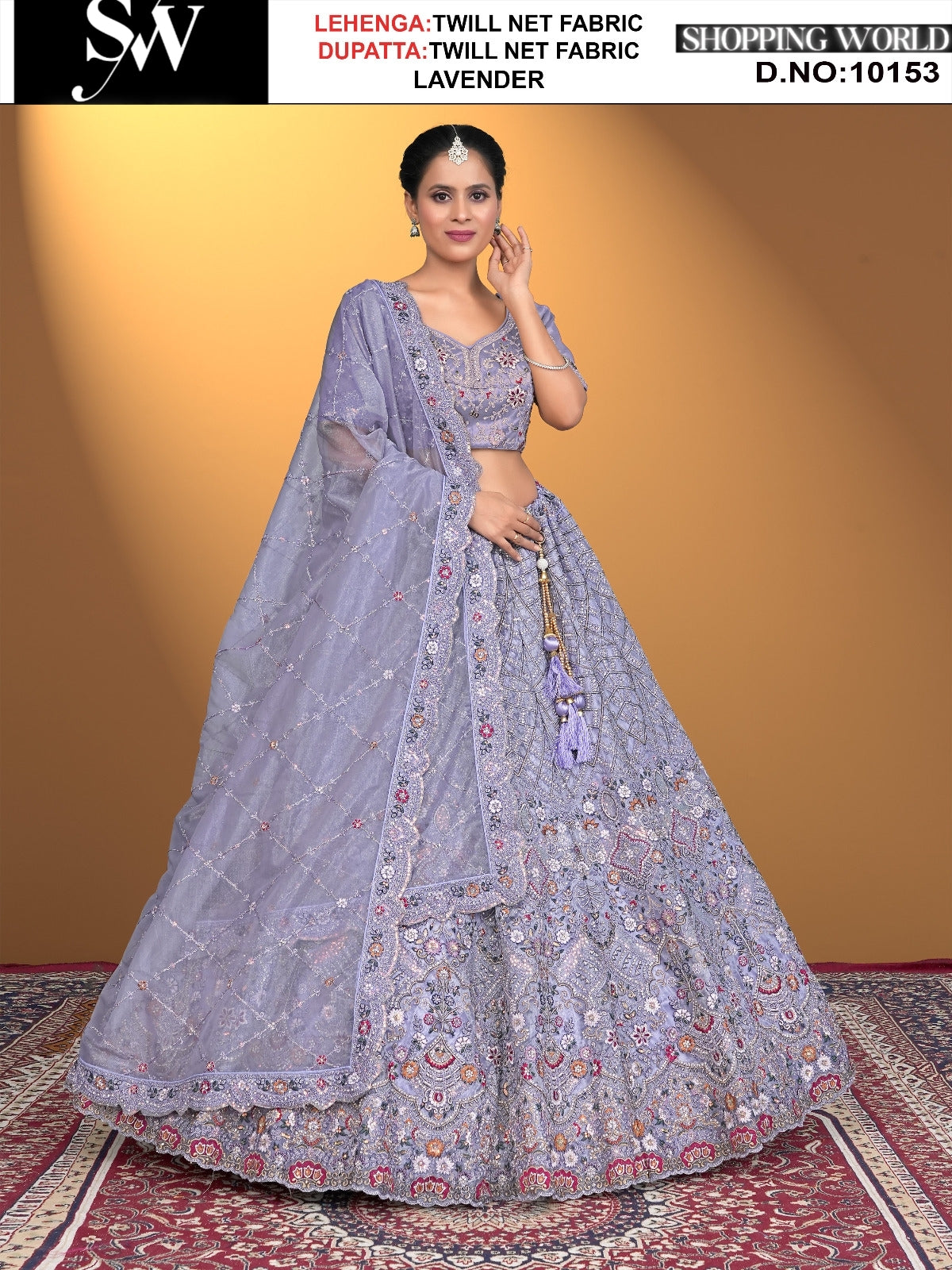 Lavender twill net fabric peacock lehenga