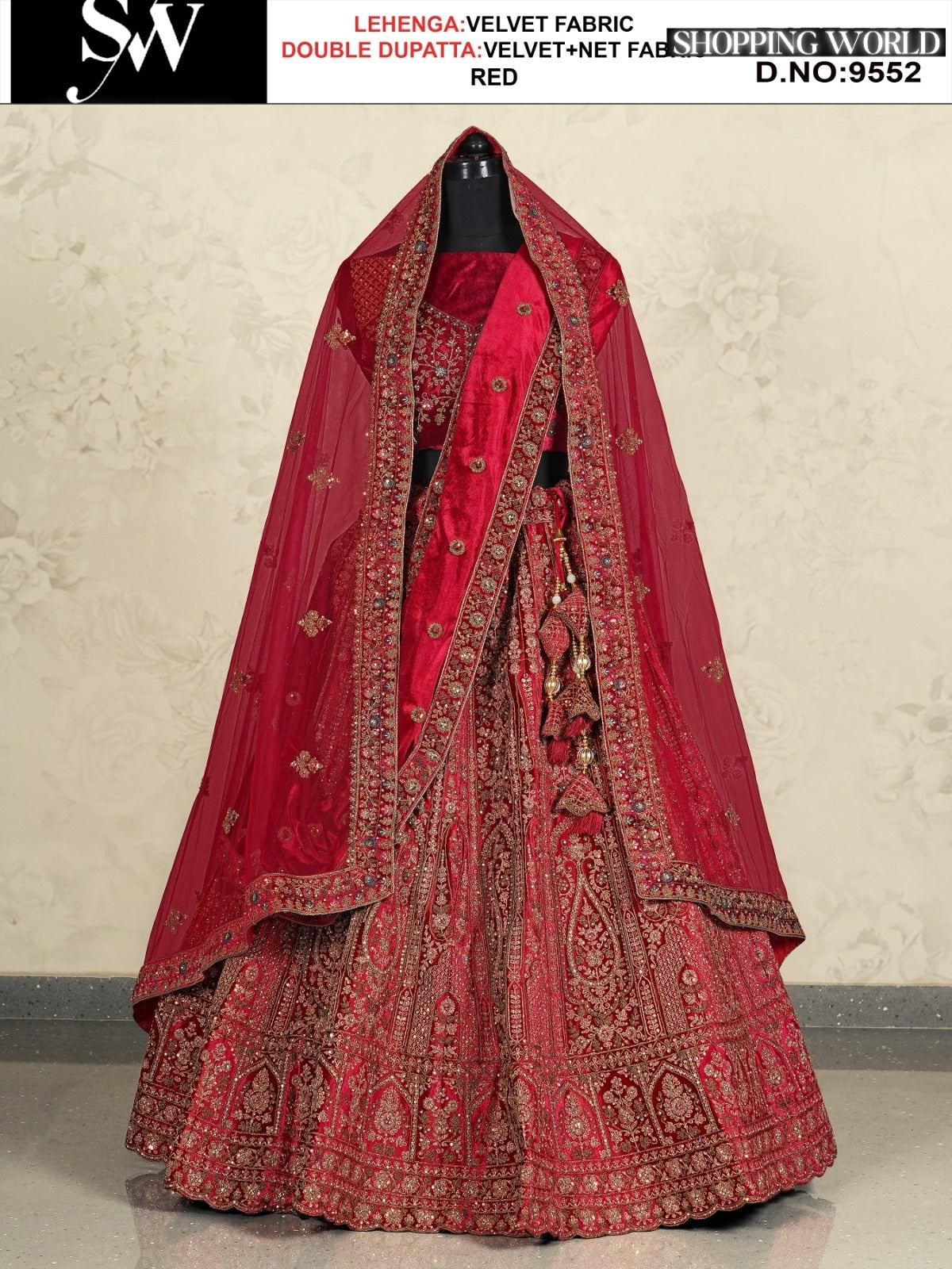 Red Velvet fabric lehenga