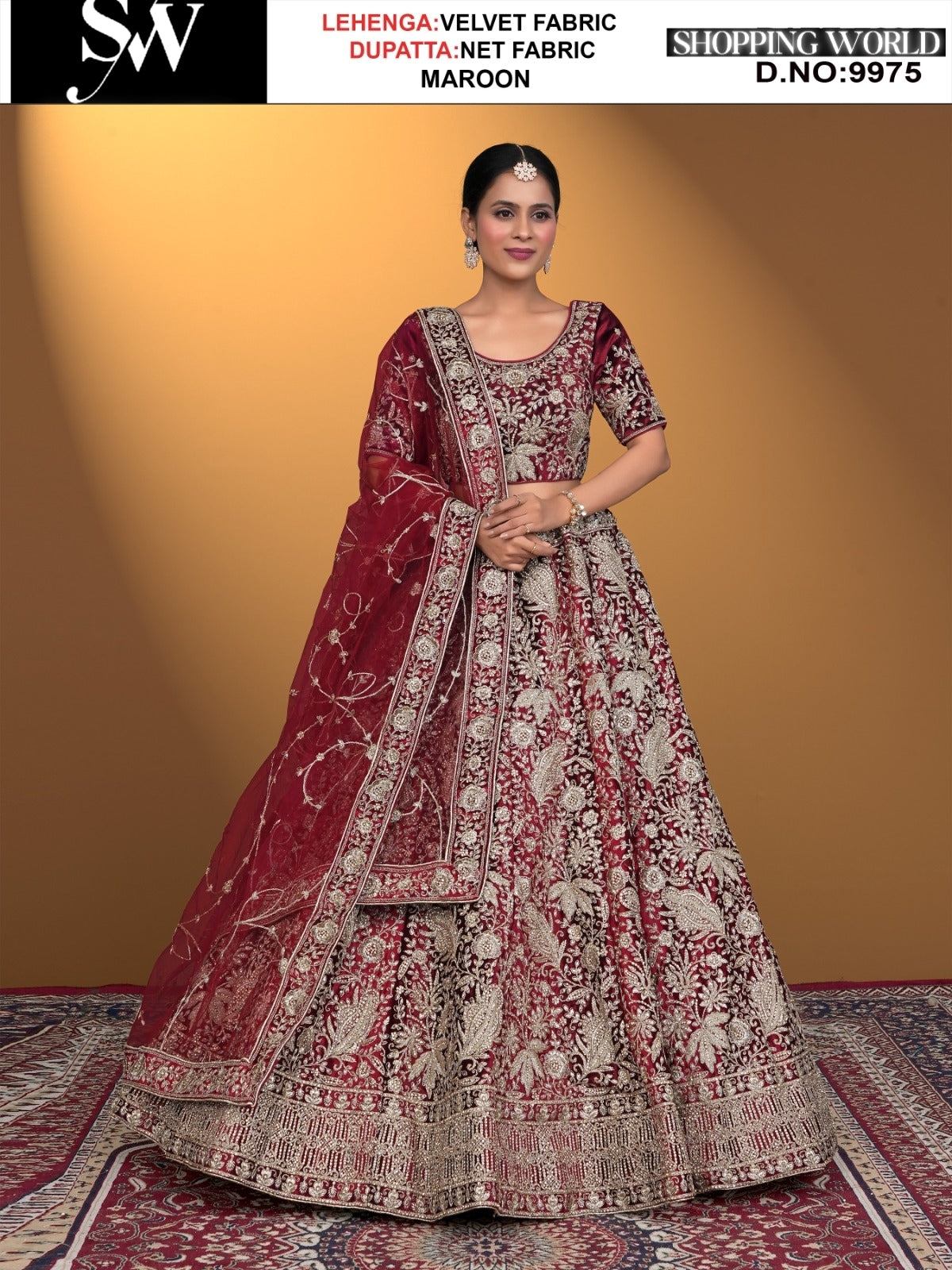 Maroon Velvet fabric lehenga
