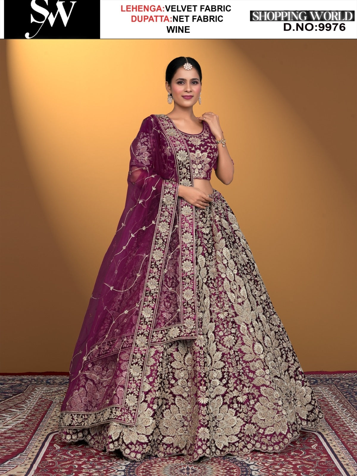 Wine Velvet fabric lehenga