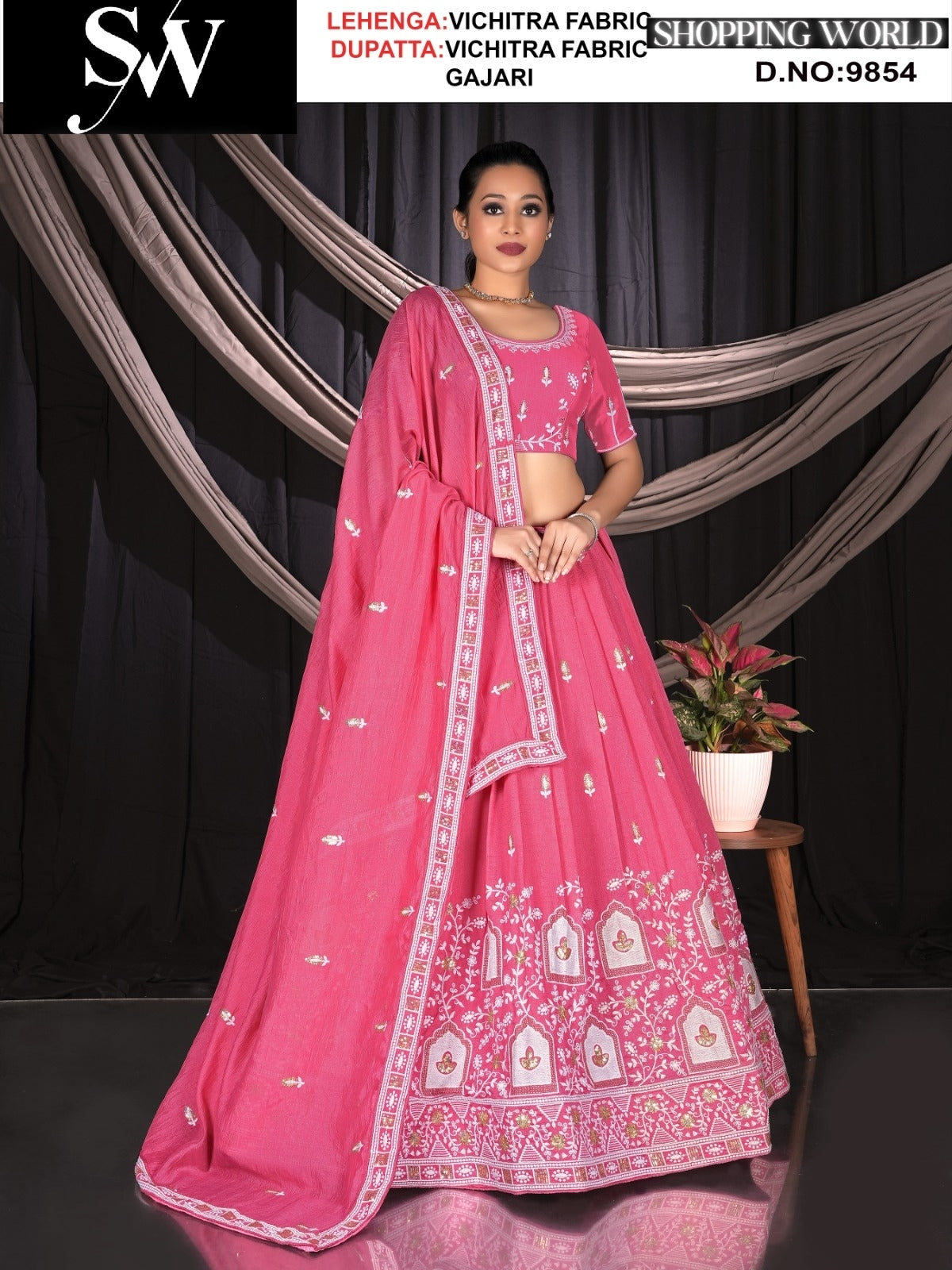 Gajri Vichitra fabric lehenga