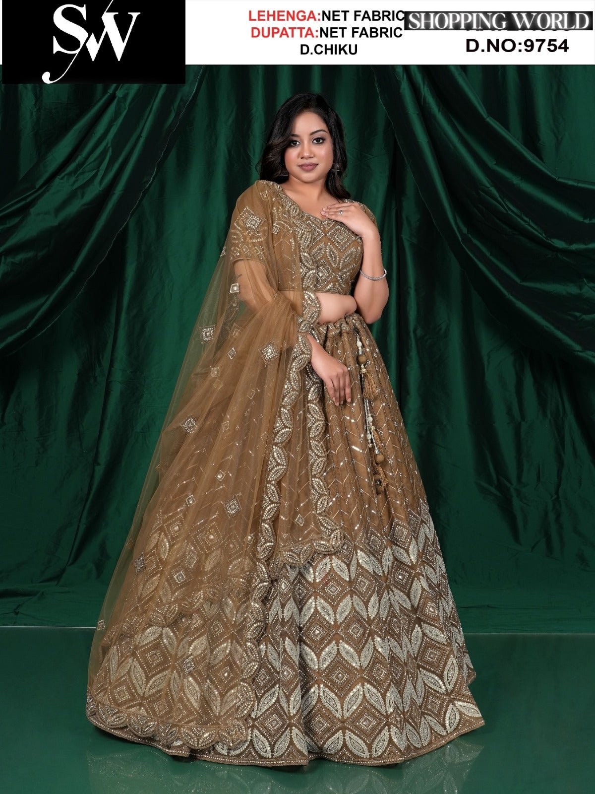 Chiku net fabric lehenga