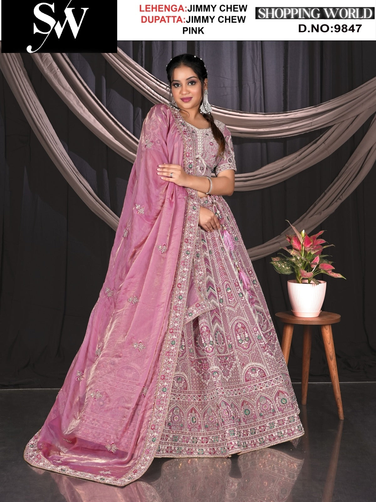 Pink jimmy choo fabric lehenga