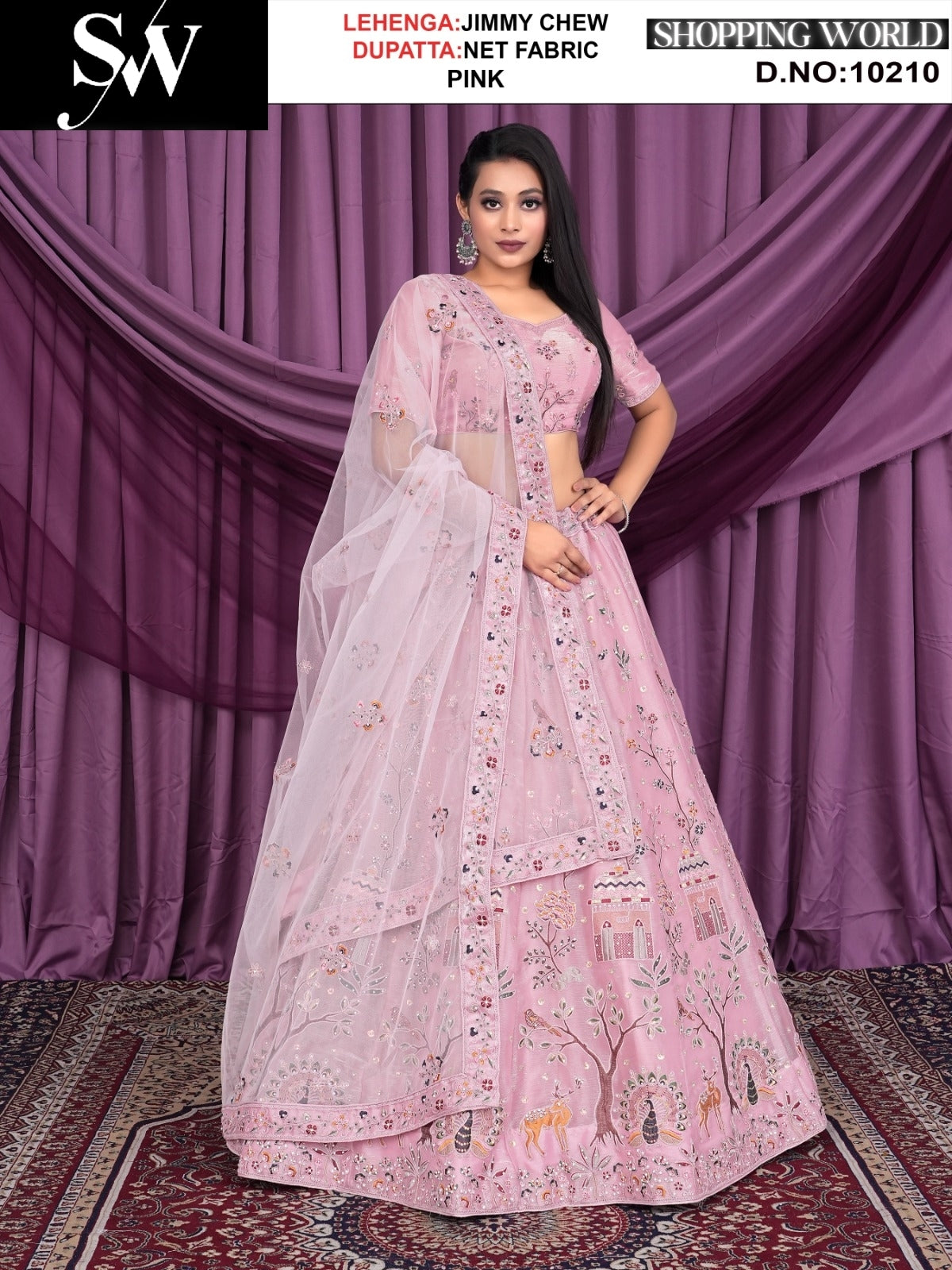 Pink jimmy chew fabric lehenga