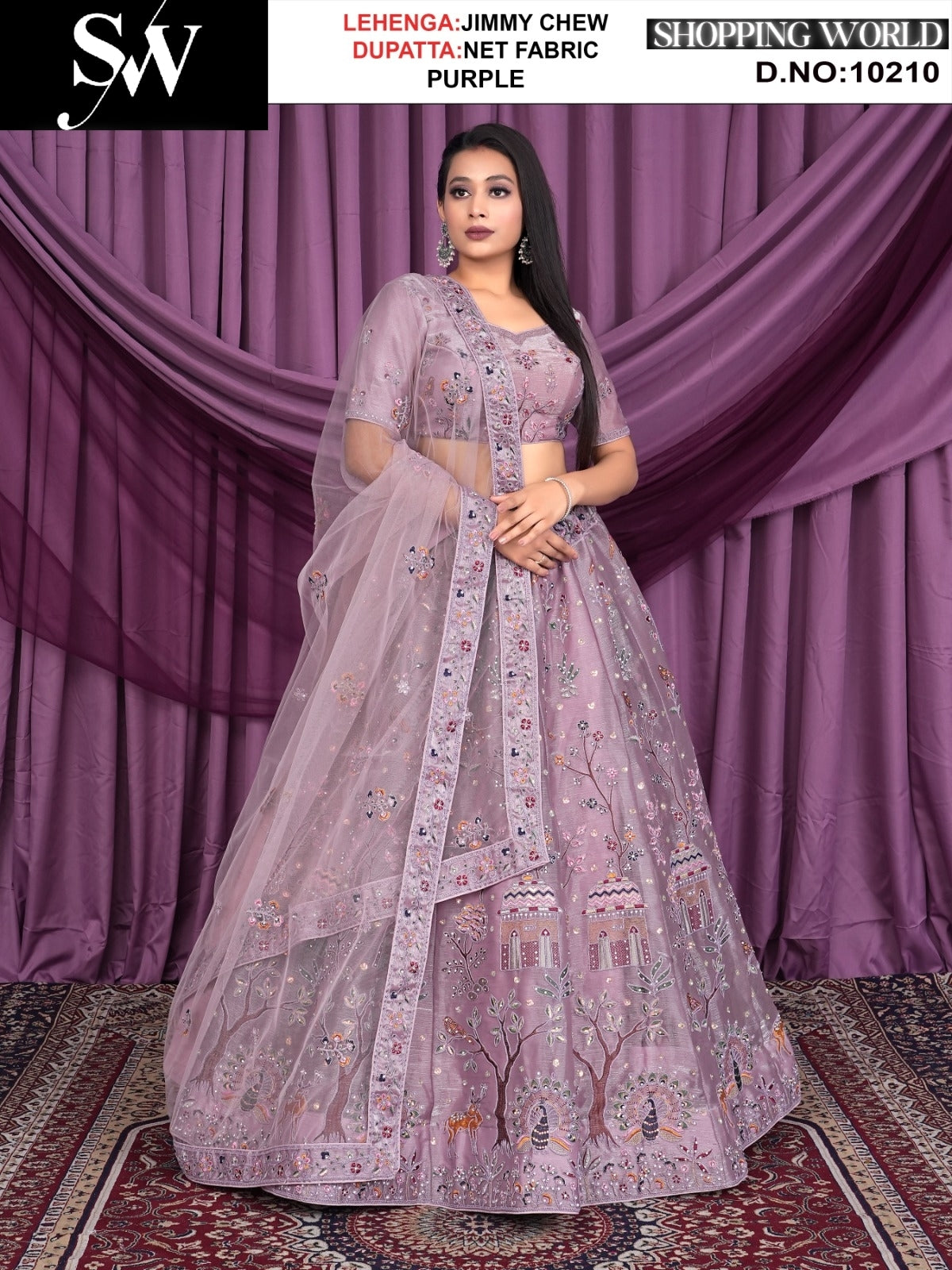 Purple jimmy chew fabric lehenga