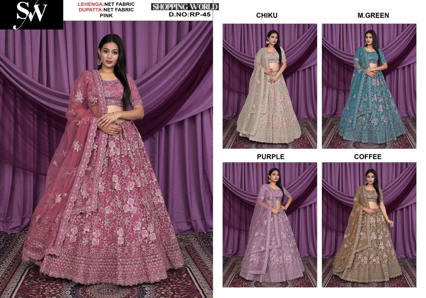Pink Lehenga Net Fabric