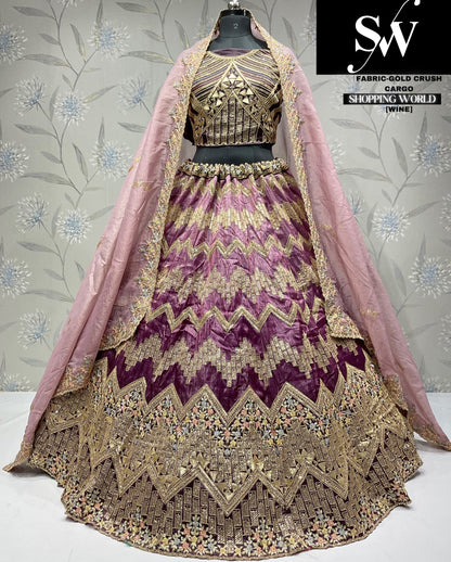 Pretty purple gold crush party wear Lehenga