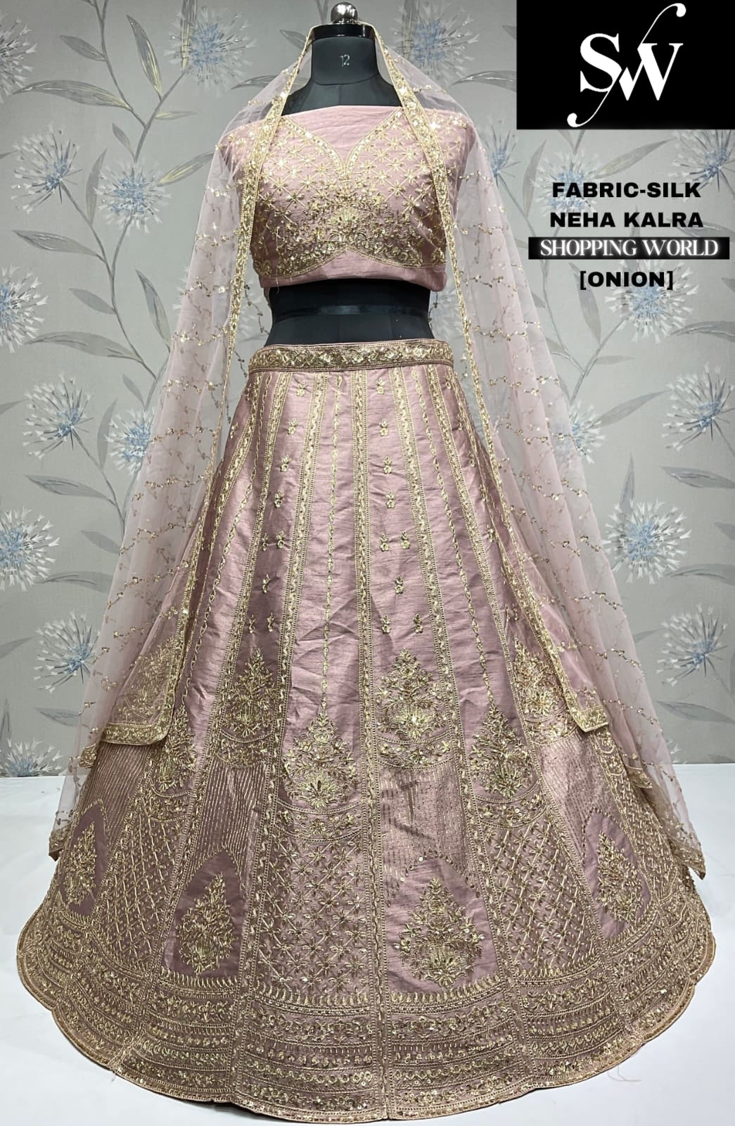 Stunning pista green silk party wear Lehenga