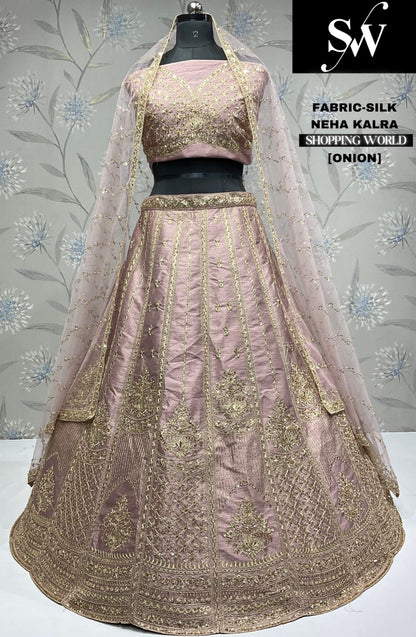 Stunning pista green silk party wear Lehenga