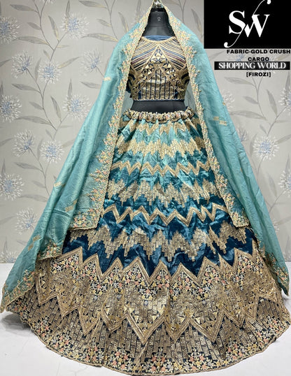 Pretty purple gold crush party wear Lehenga