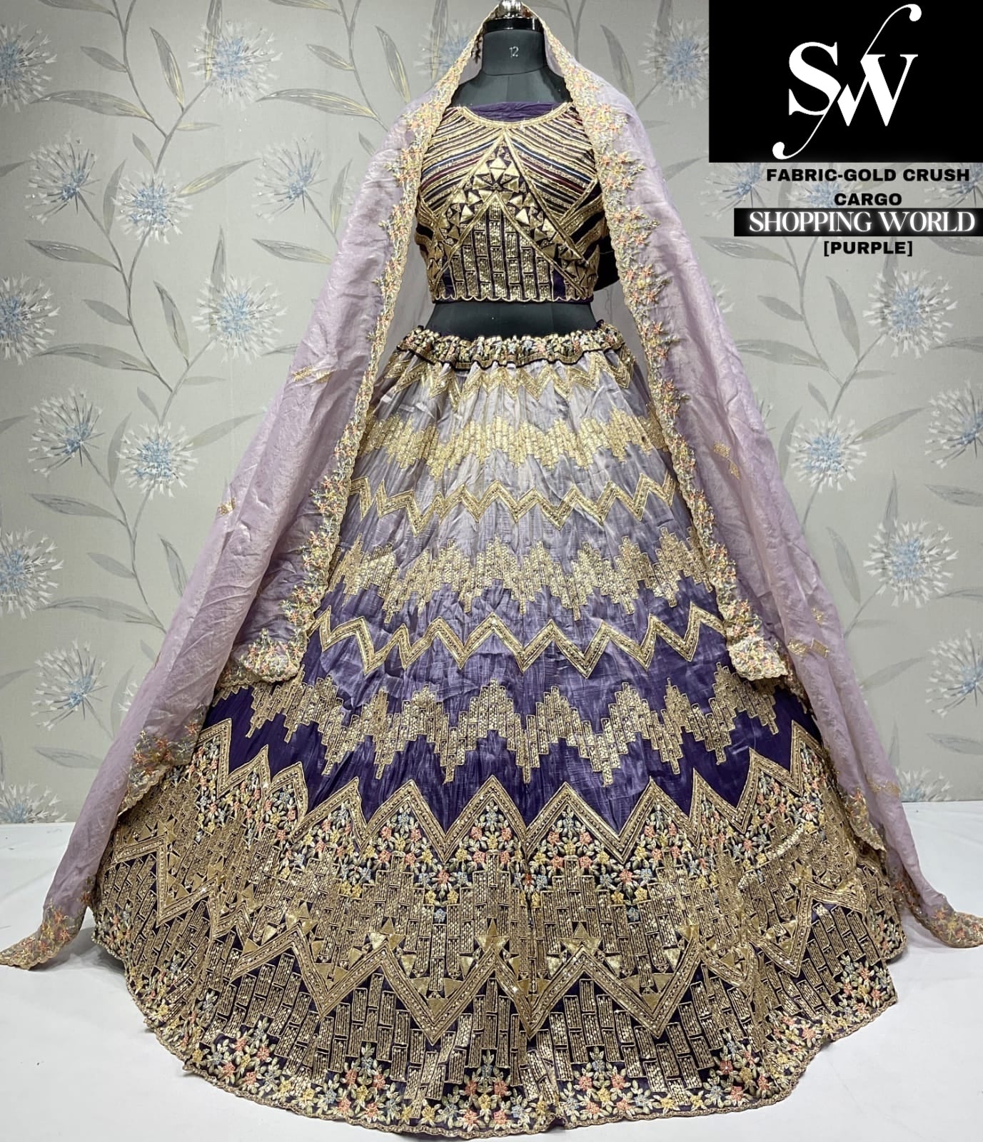 Pretty purple gold crush party wear Lehenga