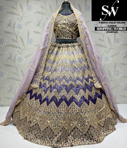 Pretty purple gold crush party wear Lehenga