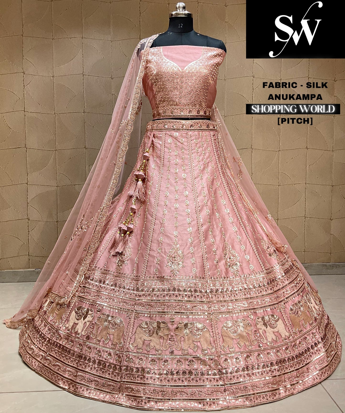 Glamorous silk peach light pink Lehenga
