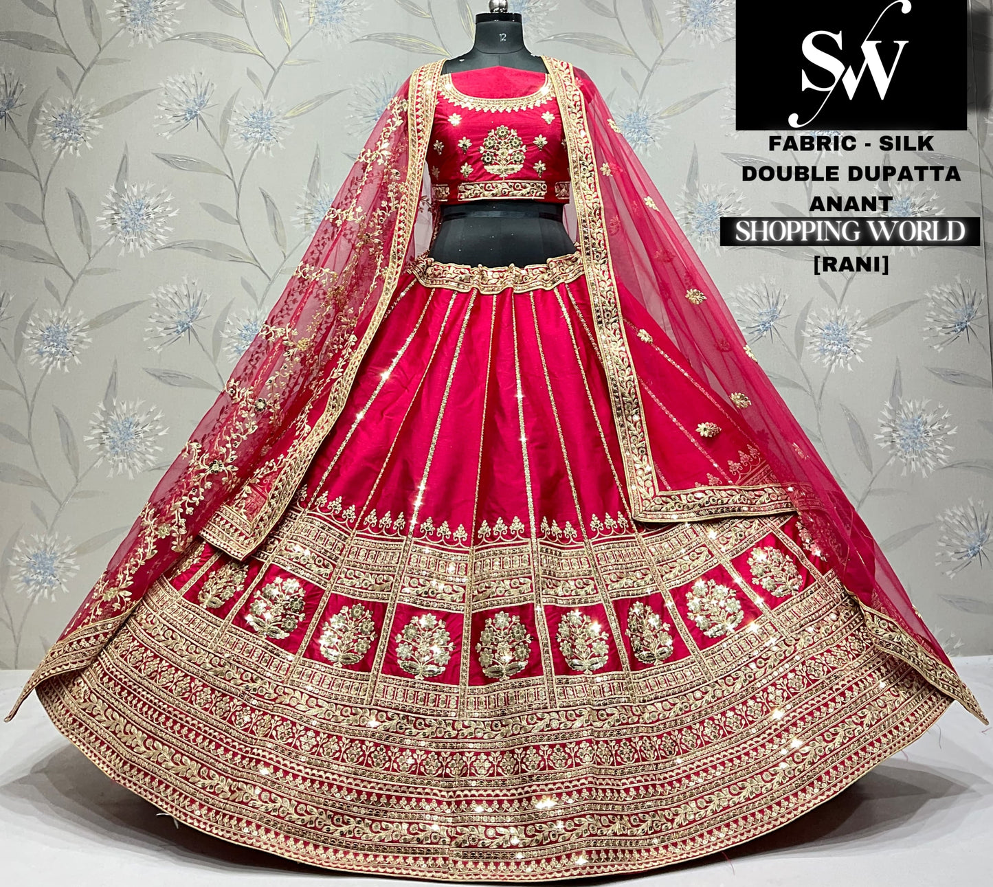 Majestic maroon silk double dupatta bridal Lehenga