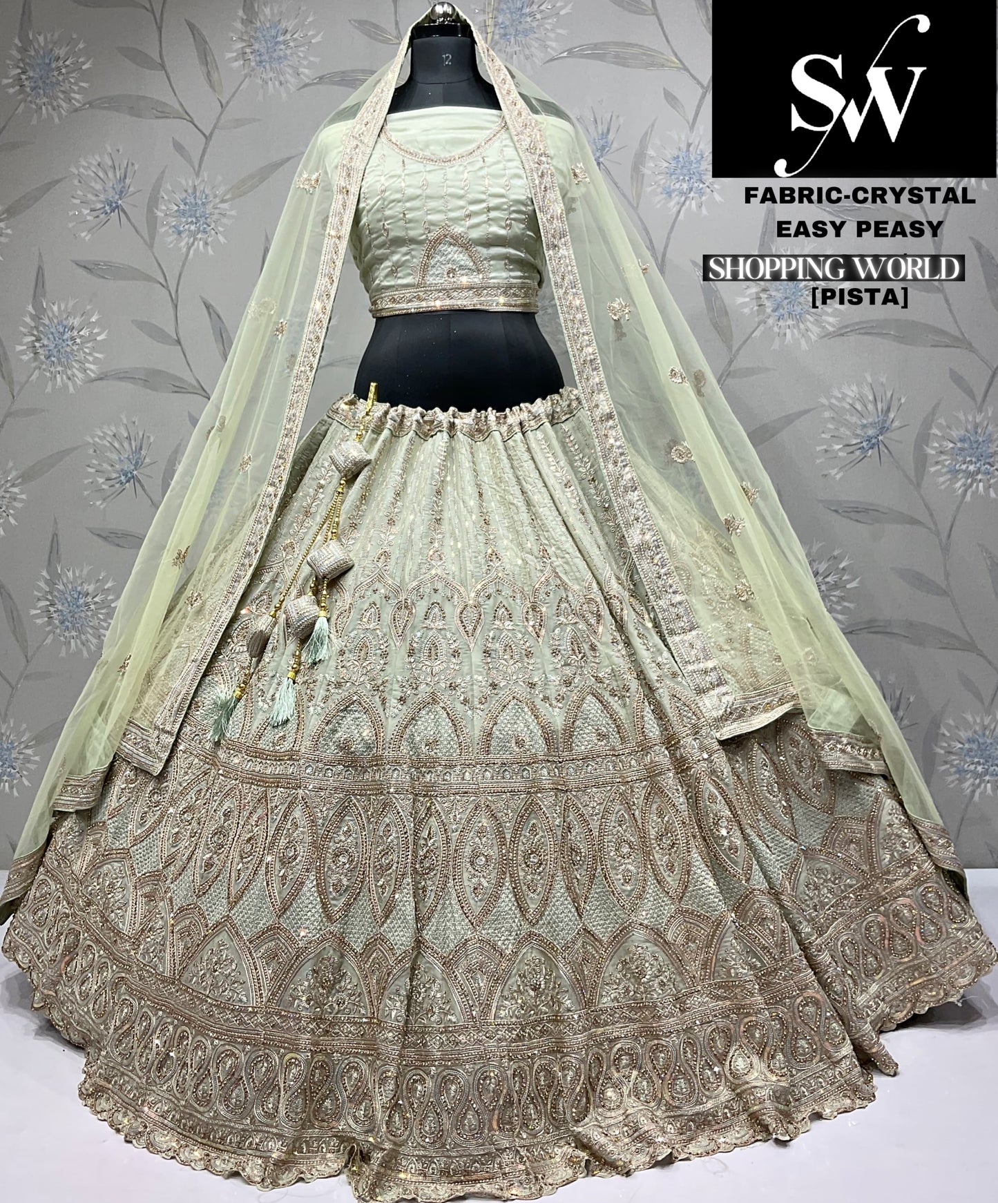 Elegant sky blue Crystal party wear Lehenga
