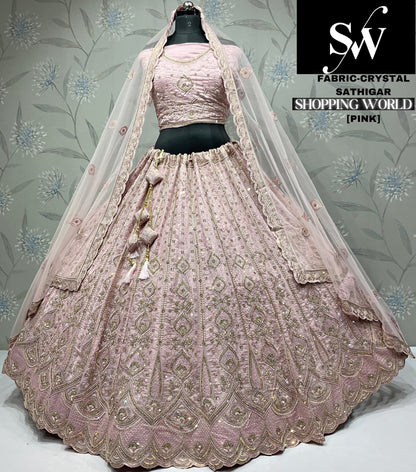 Eye catching pista green Crystal party wear Lehenga