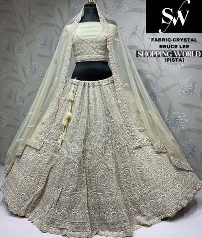 Cute pink Crystal party wear Lehenga