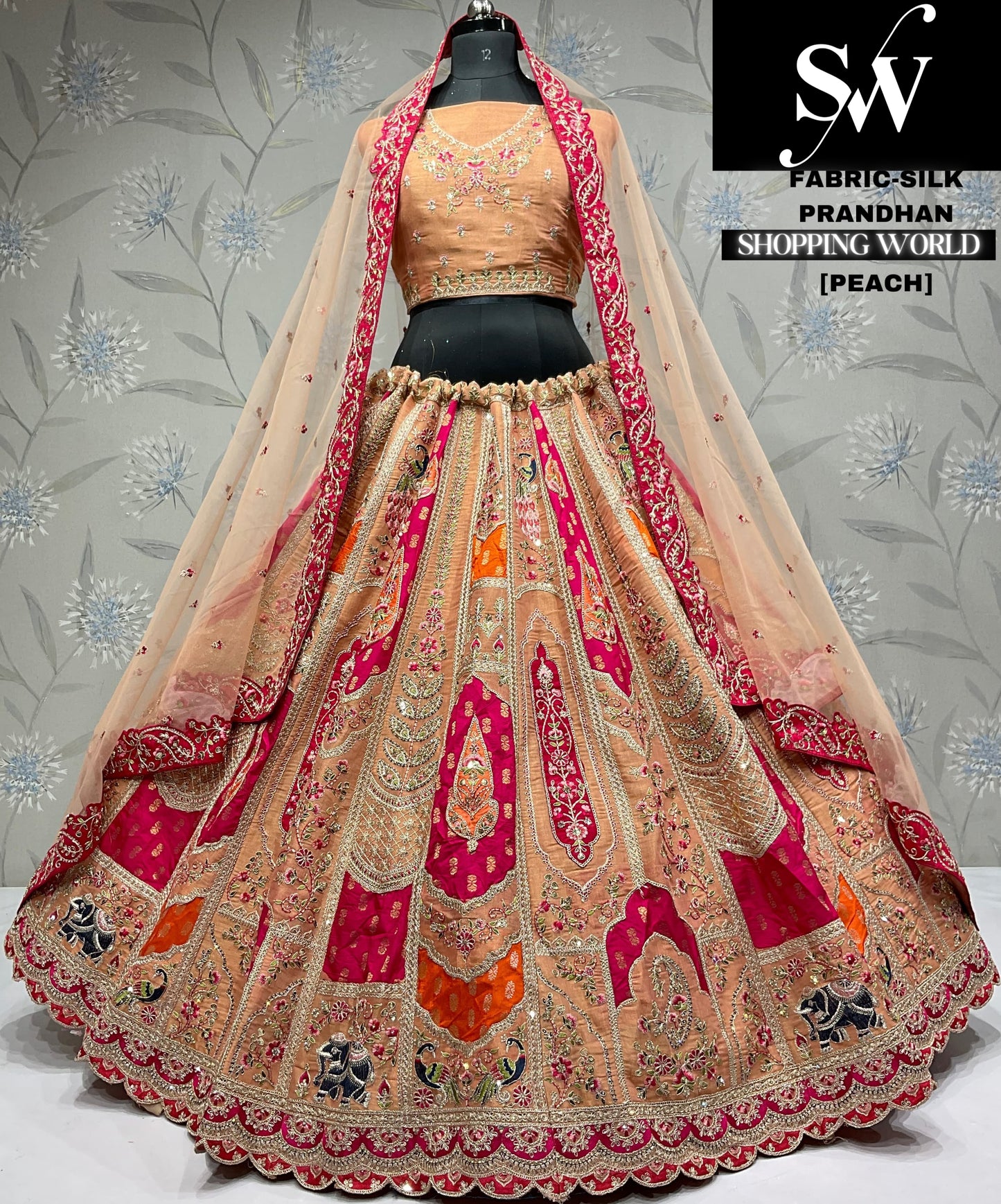Attractive peach silk party wear Lehenga