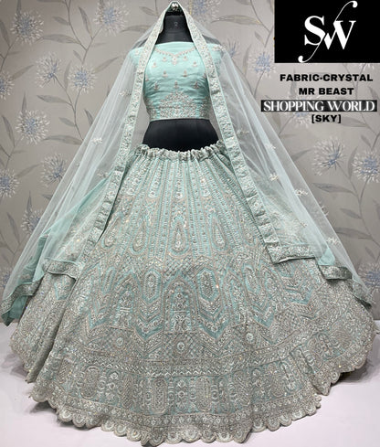 Khoobsurat pista green Crystal party wear Lehenga