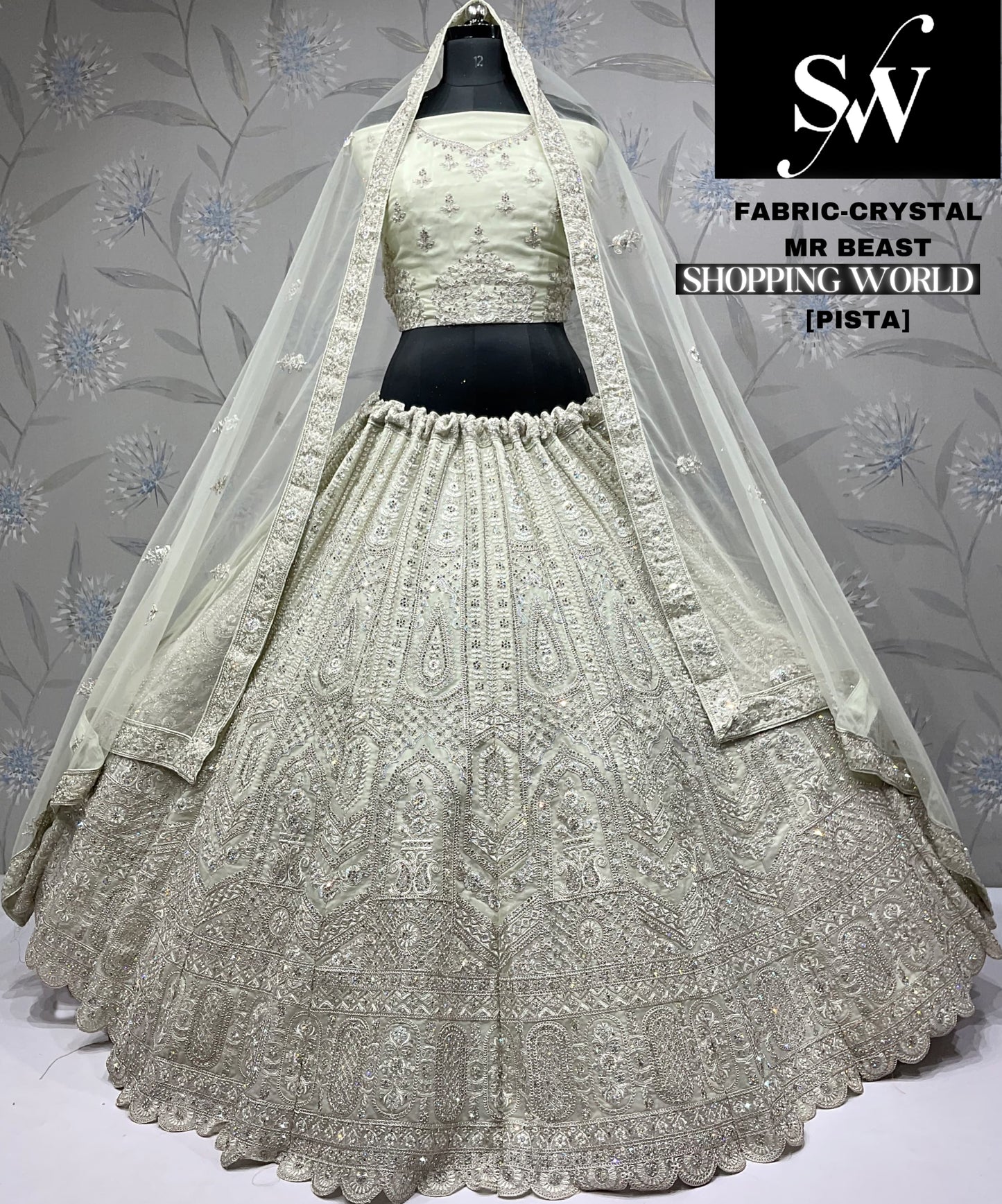 Khoobsurat pista green Crystal party wear Lehenga