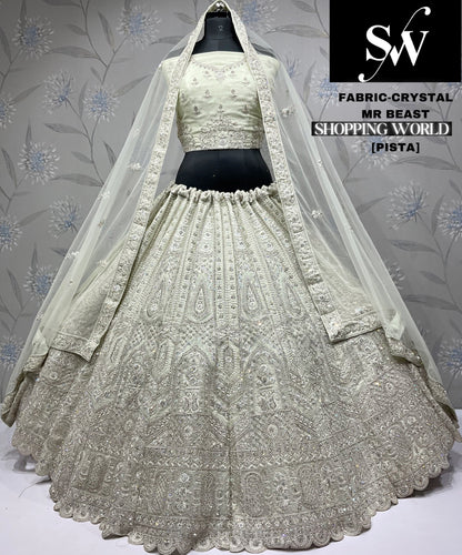 Khoobsurat pista green Crystal party wear Lehenga