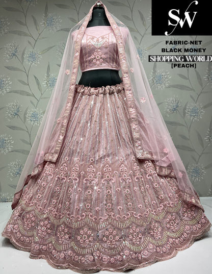 Astonishing lavender net party wear Lehenga