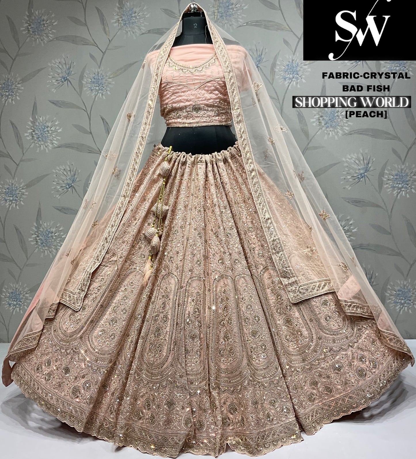 Lovely pista green Crystal bad fish party wear Lehenga