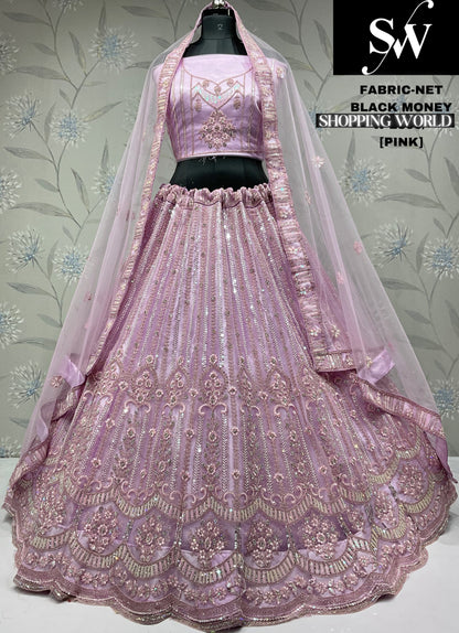 Astonishing lavender net party wear Lehenga