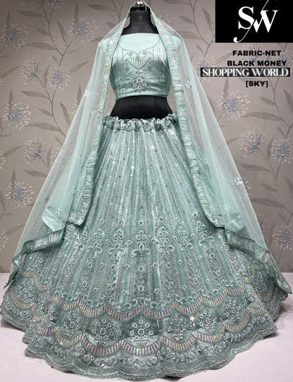 Astonishing lavender net party wear Lehenga