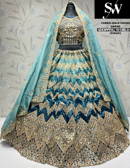 Cute purple gold crush party wear Lehenga