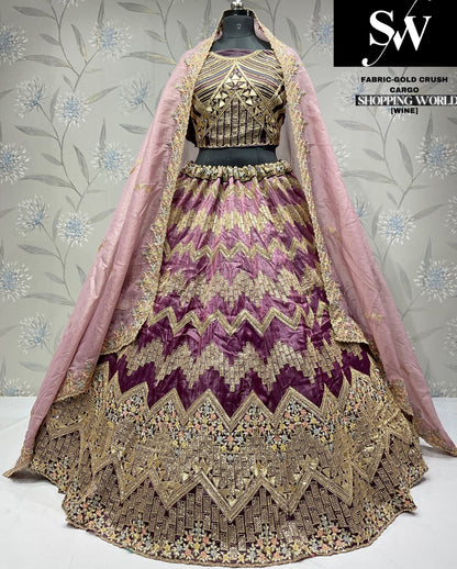 Cute purple gold crush party wear Lehenga