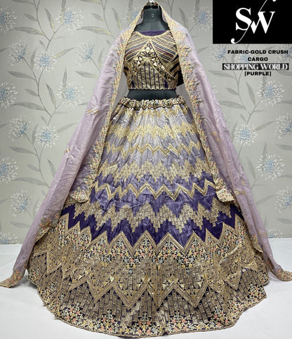 Cute purple gold crush party wear Lehenga