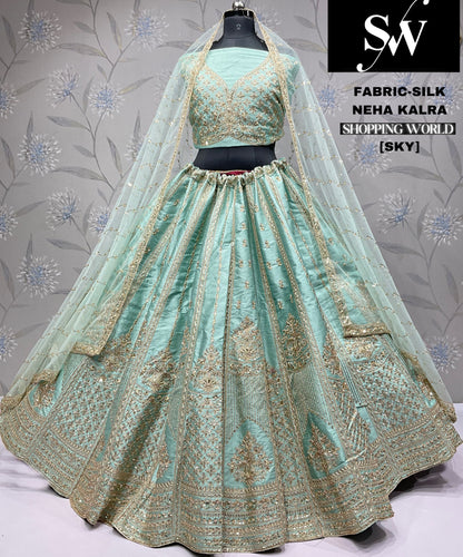 Delightful sky blue Crystal party wear Lehenga