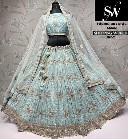 Lavishing pista green Crystal party wear Lehenga