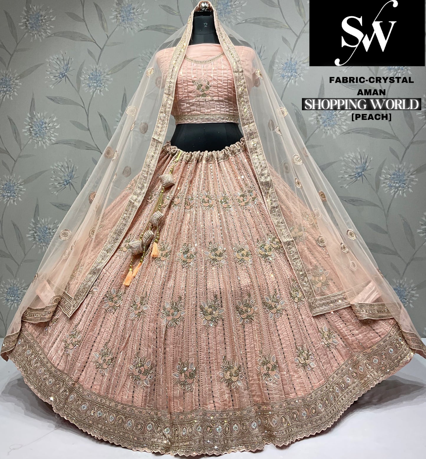 Lavishing pista green Crystal party wear Lehenga