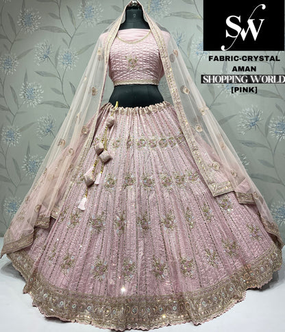 Lavishing pista green Crystal party wear Lehenga