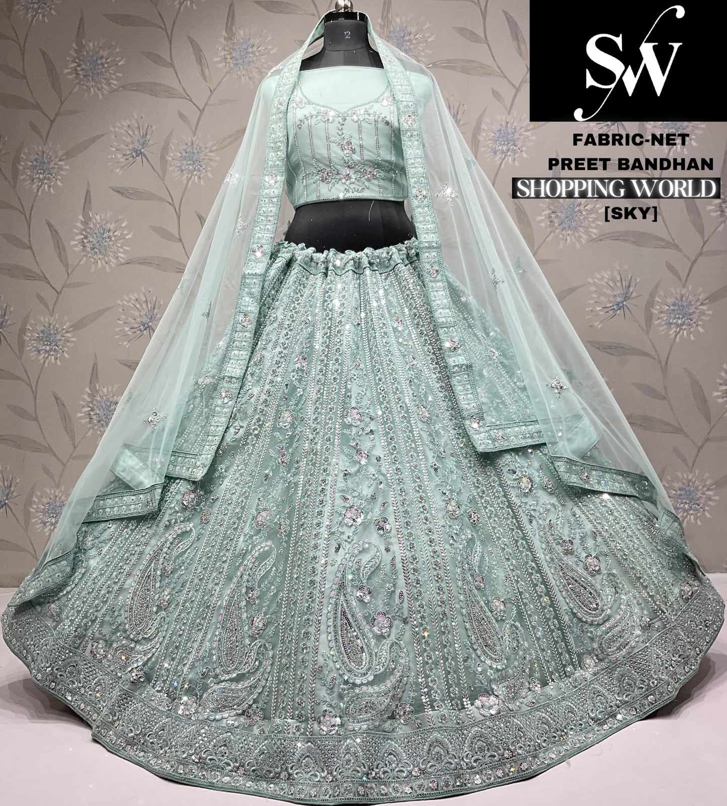 Astonishing sky blue Net party wear Lehenga