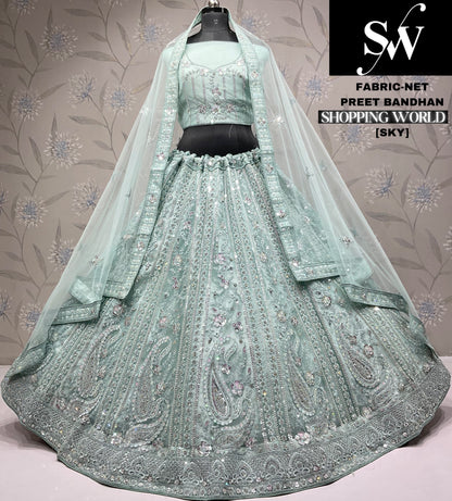 Astonishing sky blue Net party wear Lehenga
