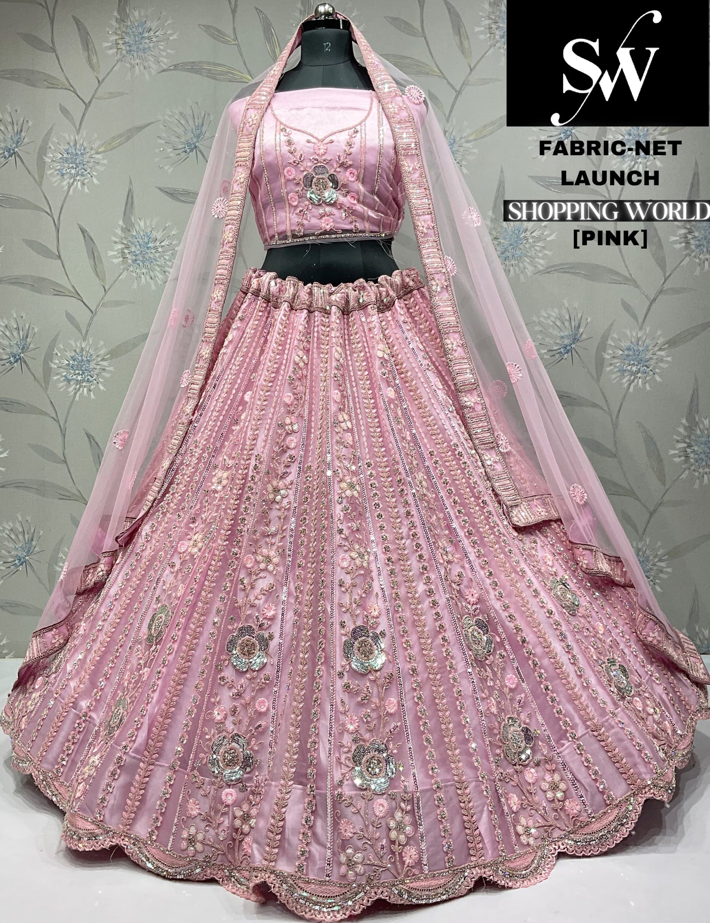 Awesome lavender pink Net party wear Lehenga