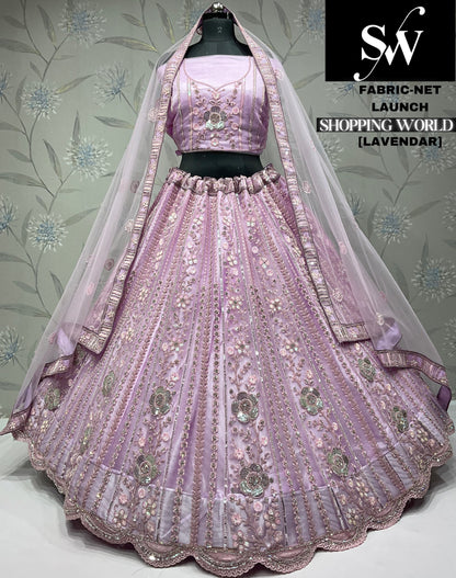 Awesome lavender pink Net party wear Lehenga