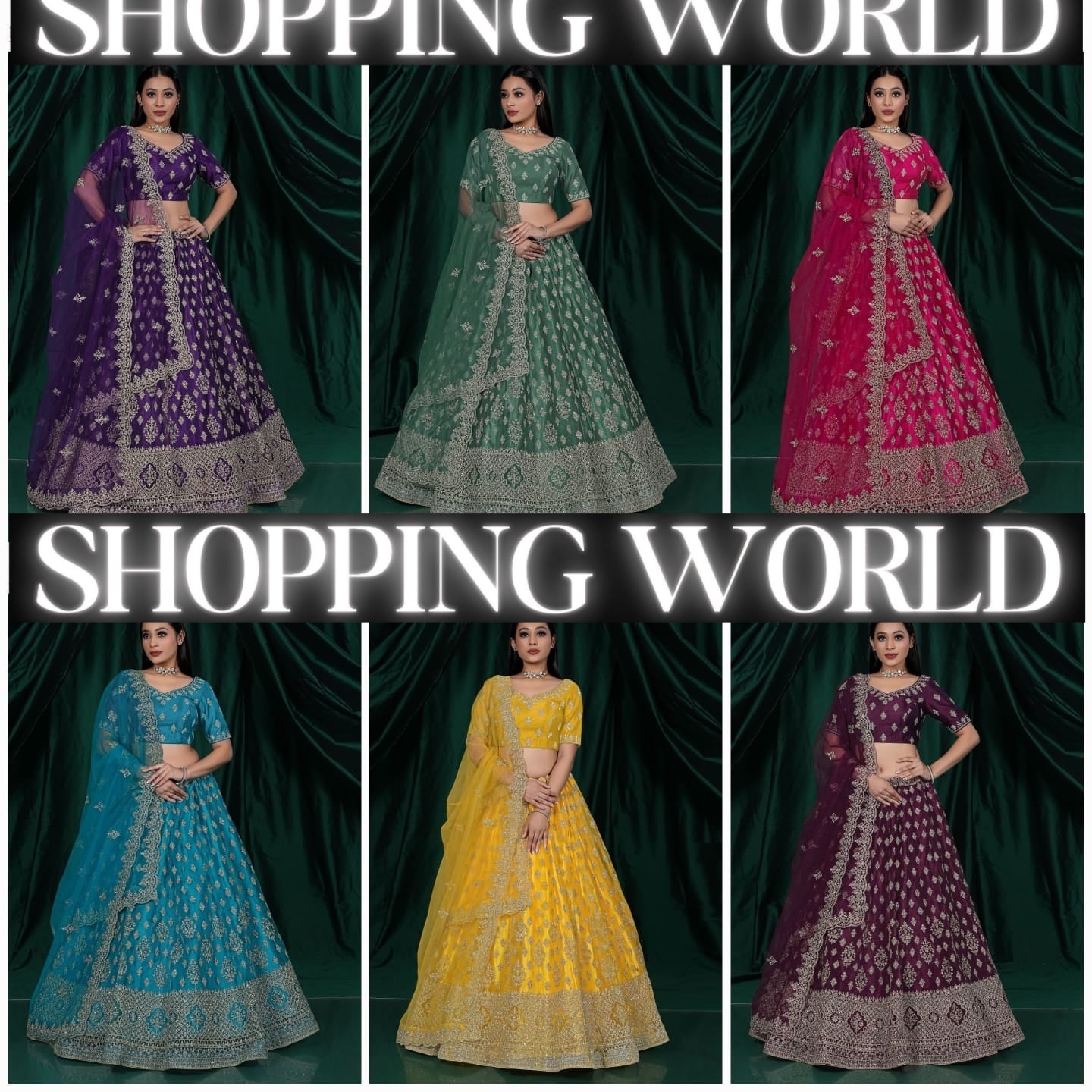 Eye catching yellow green pink purple blue maroon Lehenga