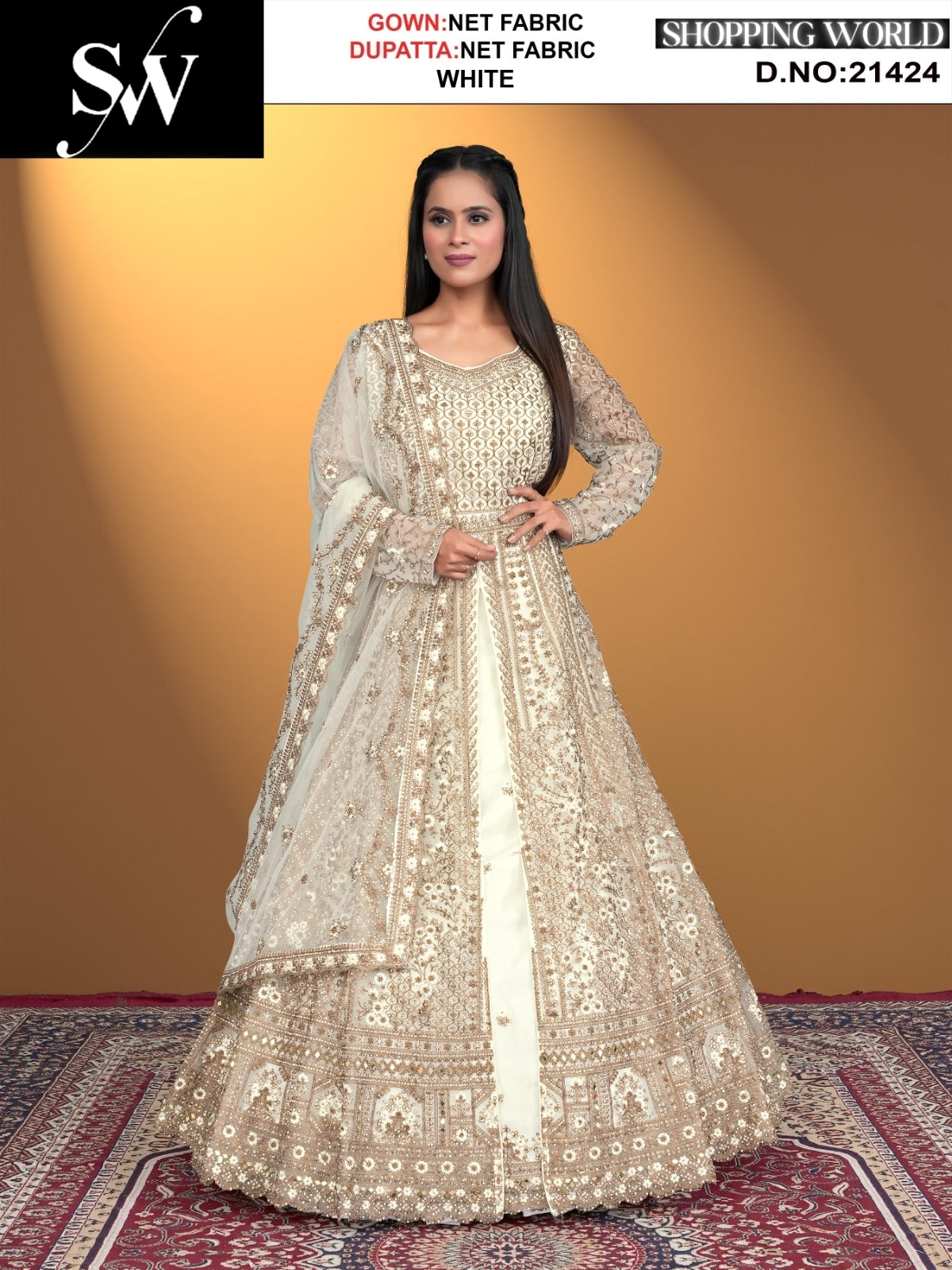 Gorgeous white net Fabric lehenga long dress muslim special upto large xl size