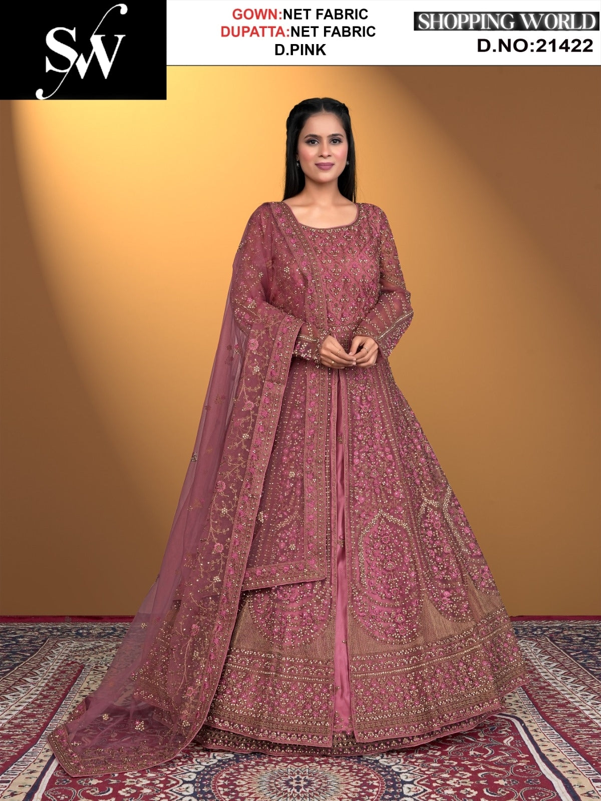 Pretty dark pink net Fabric lehenga long dress muslim special upto large xl size