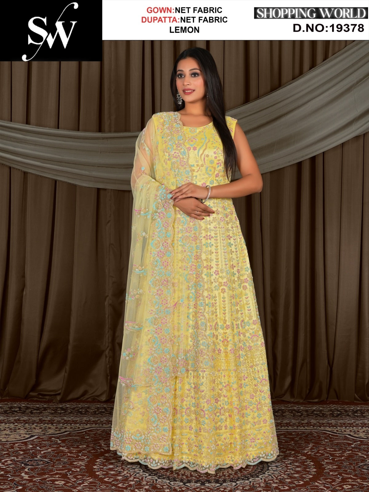 Majestic lemon yellow net Fabric lehenga long dress muslim special upto large xl size