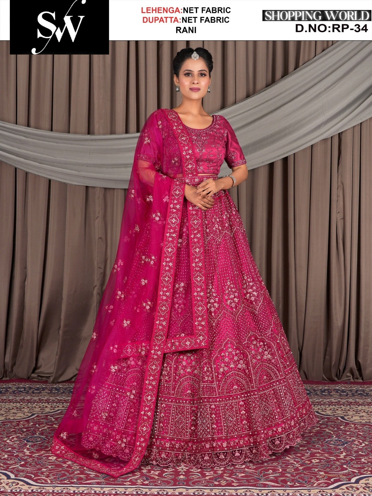 Amazing Net Fabric Rani pink lehenga