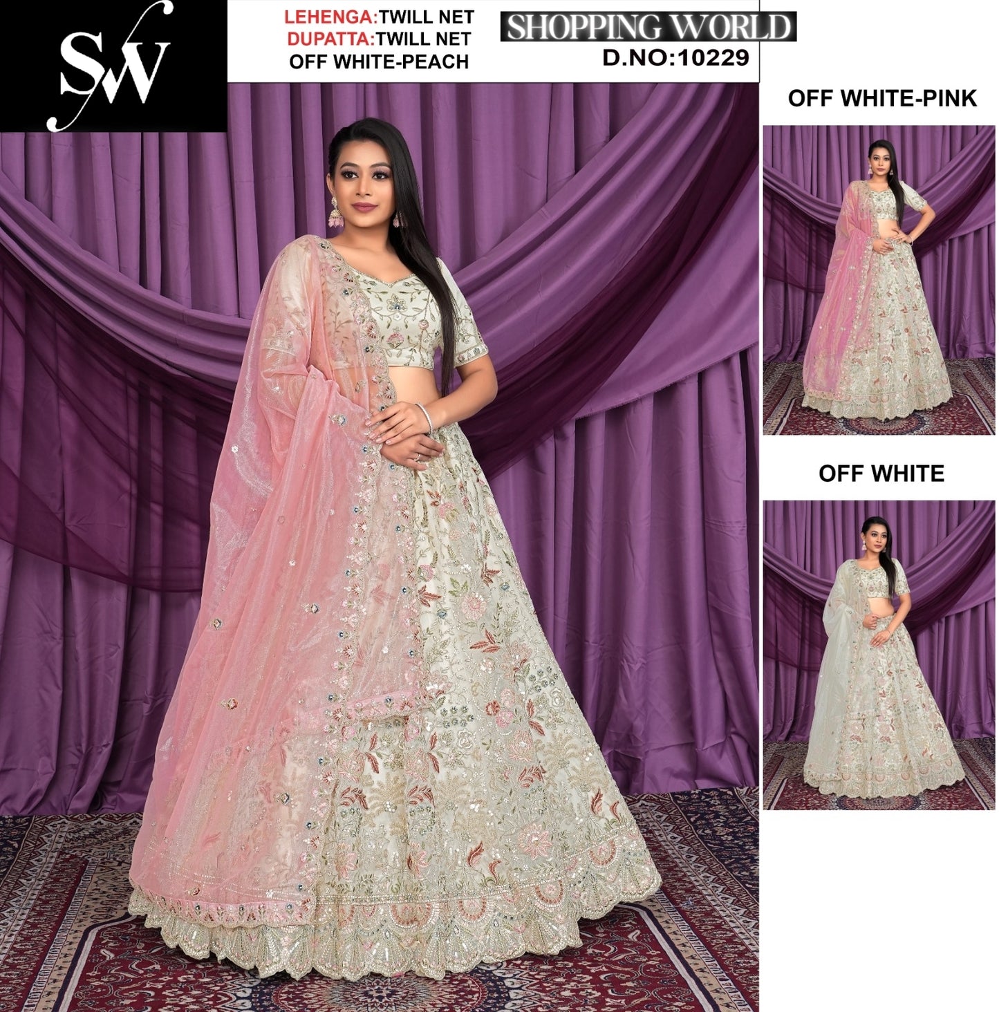 Astonishing Net Fabric off White peach Lehenga