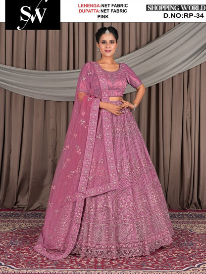 Amazing Net Fabric Rani pink lehenga