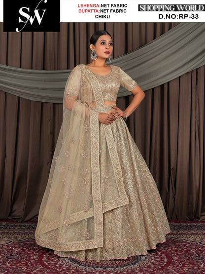 Embellished Net Fabric chiku lehenga