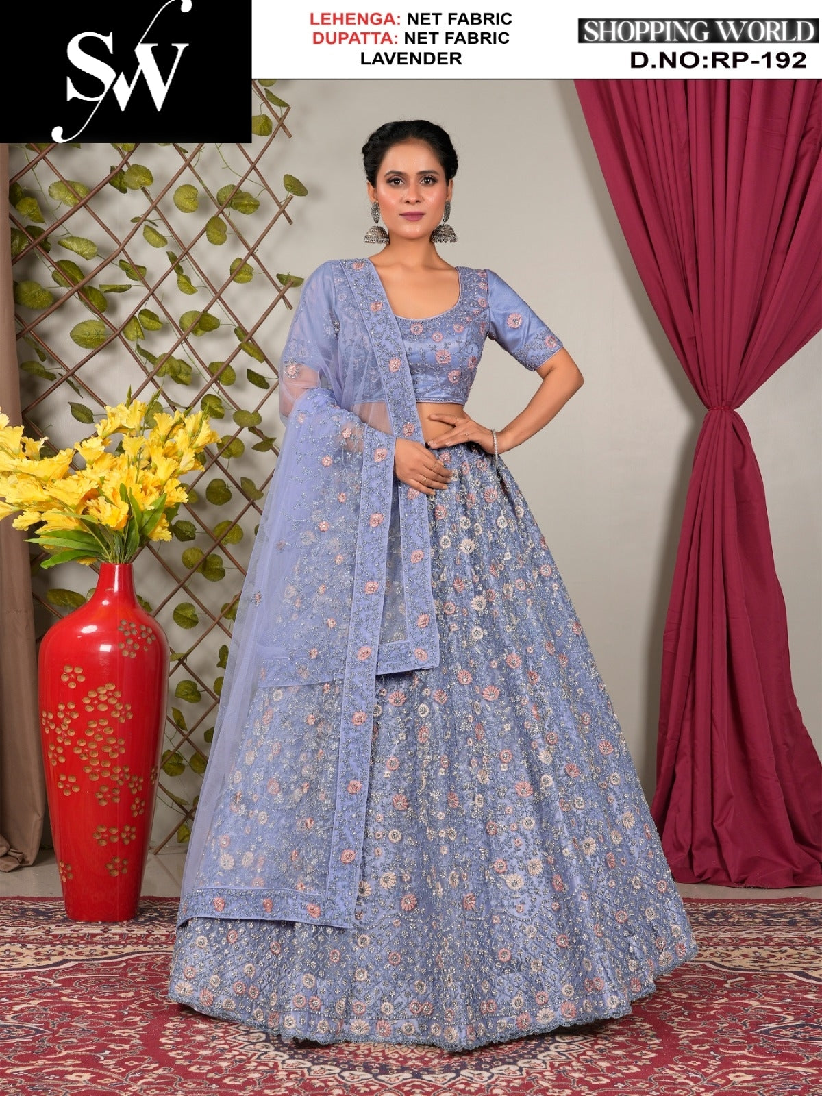 Designer  Net Fabric purple pink lehenga